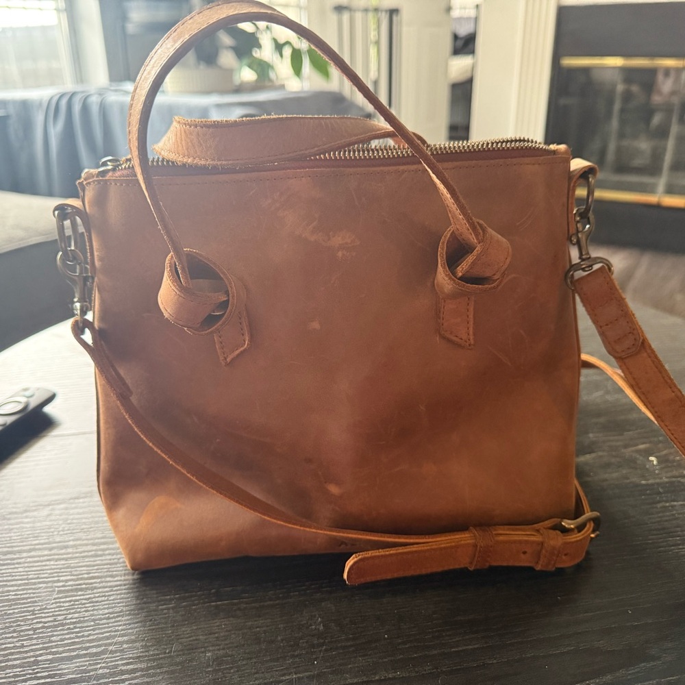 Able Brown Crossbody Bag with Vintage Leather